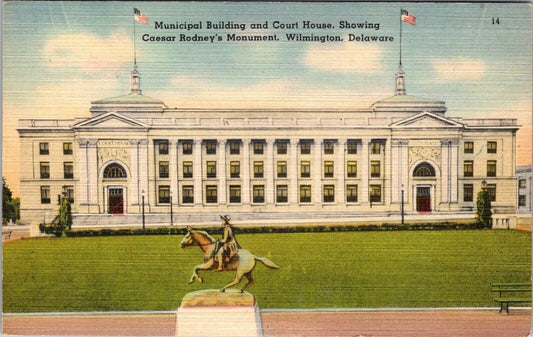 Caesar Rodney Monument Wilmington DE Municipal Building Courthouse Postcard