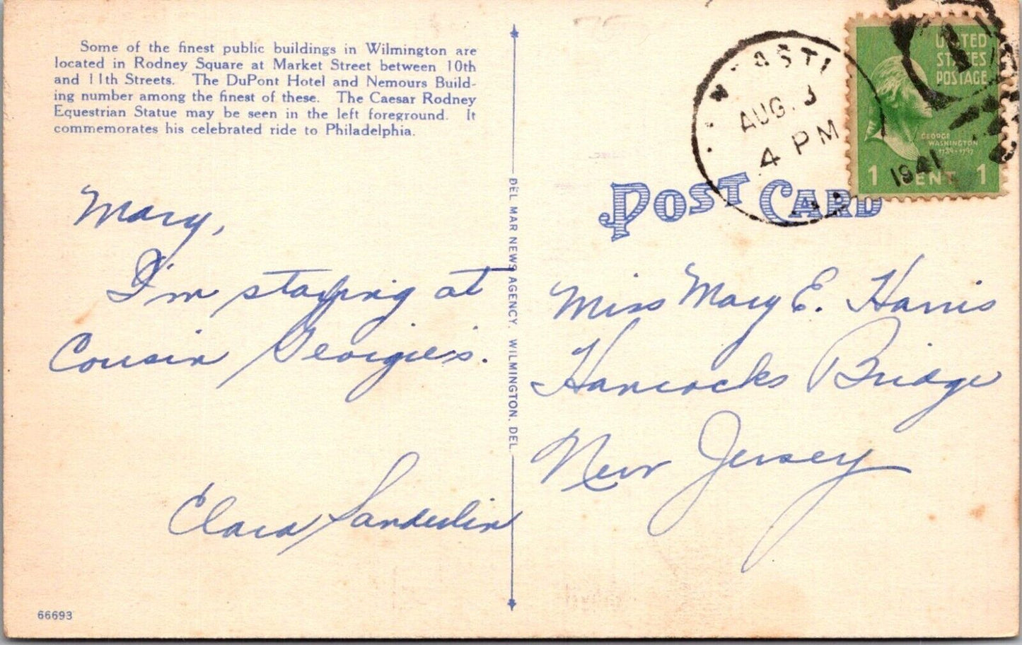 Vintage Postcard Of DuPont Hotel & Nemours Building Wilmington Delaware 1940 2