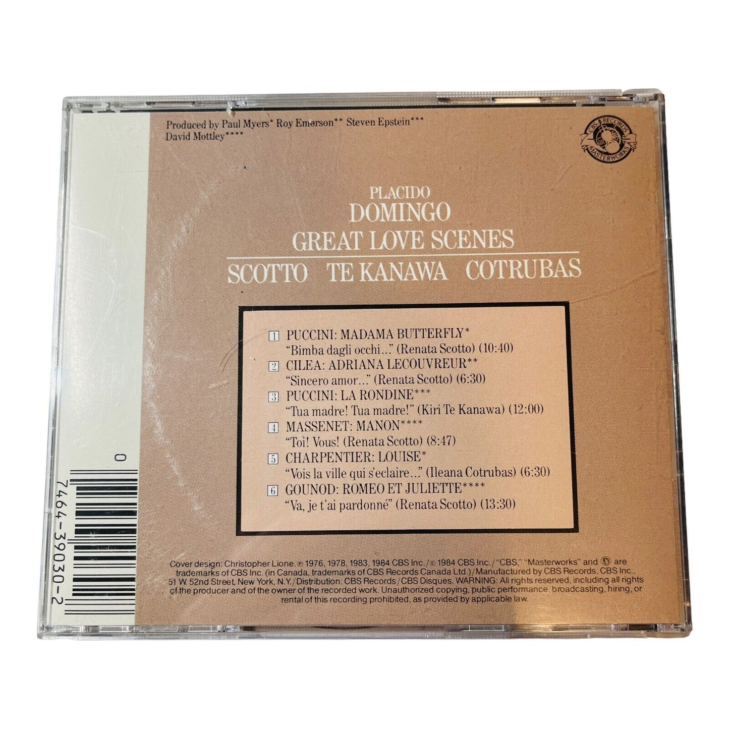 Placido Domingo Great Love Scenes Music CD Classic