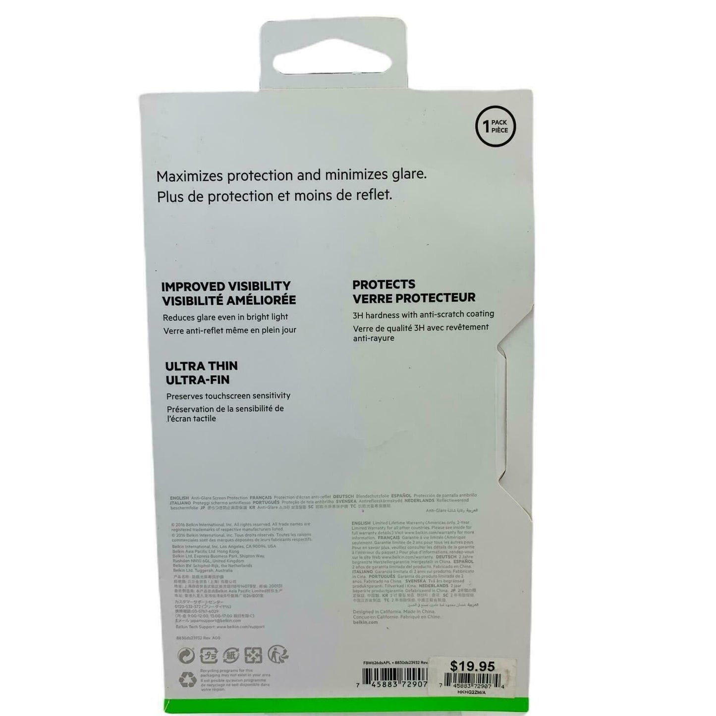 Belkin Apple iPhone 7 Anti Glare Screen Protector Protection 4.7 Inch NEW