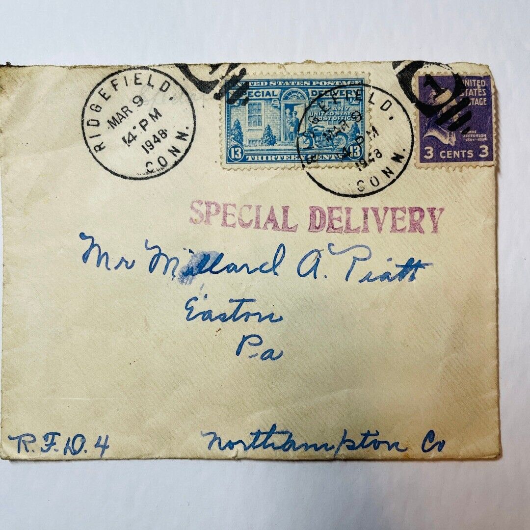 Special Delivery 1948 Postmarked Letter With Envelope and Stamps