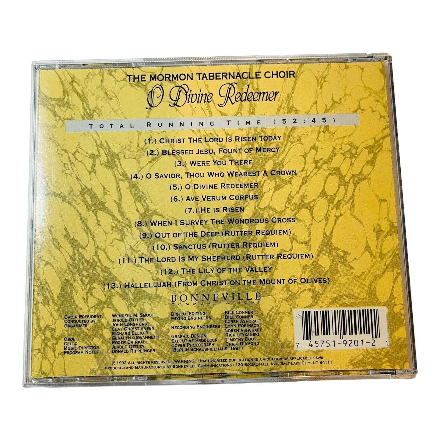 Mormon Tabernacle Choir O Divine Redeemer Audio CD 1999