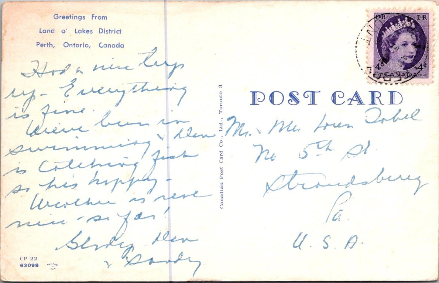 Black Bear Standing Up Vintage Postcard Land O' Lakes District Perth Ontario CAN