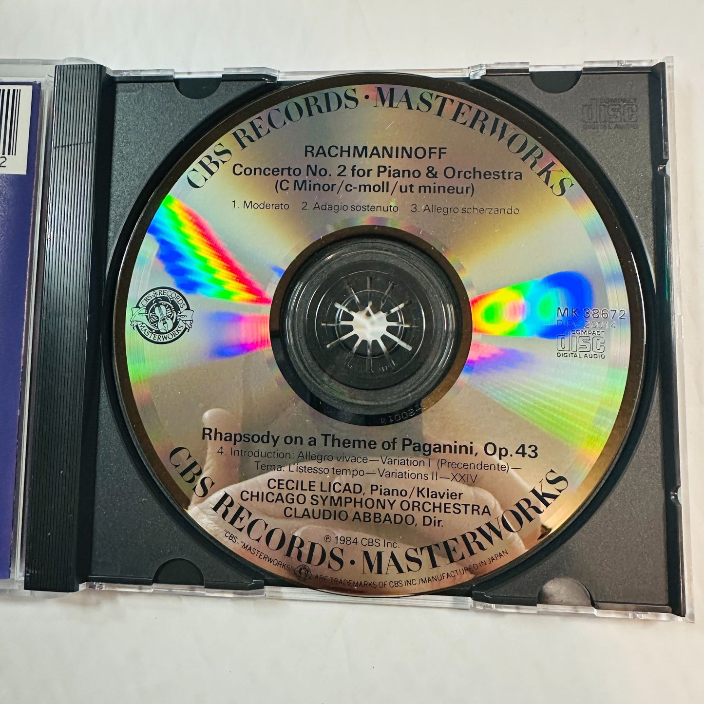 Rachmaninoff Piano Concerto No. 2 Rhapsody On Theme Of Paganini CD Cecile Licad