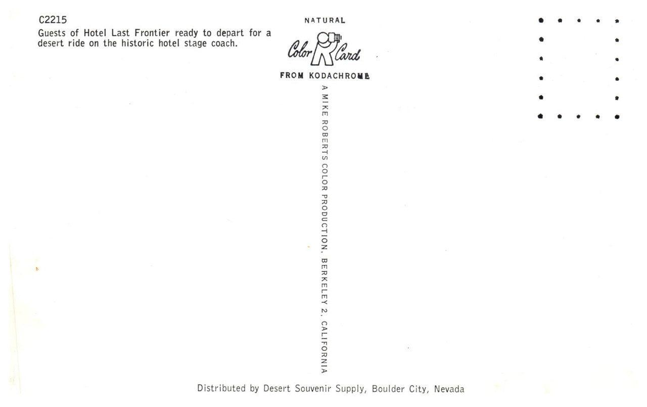 Hotel Last Frontier Stage Coach Ride Vintage Postcard RPPS Kodachrome Las Vegas - Suthern Picker