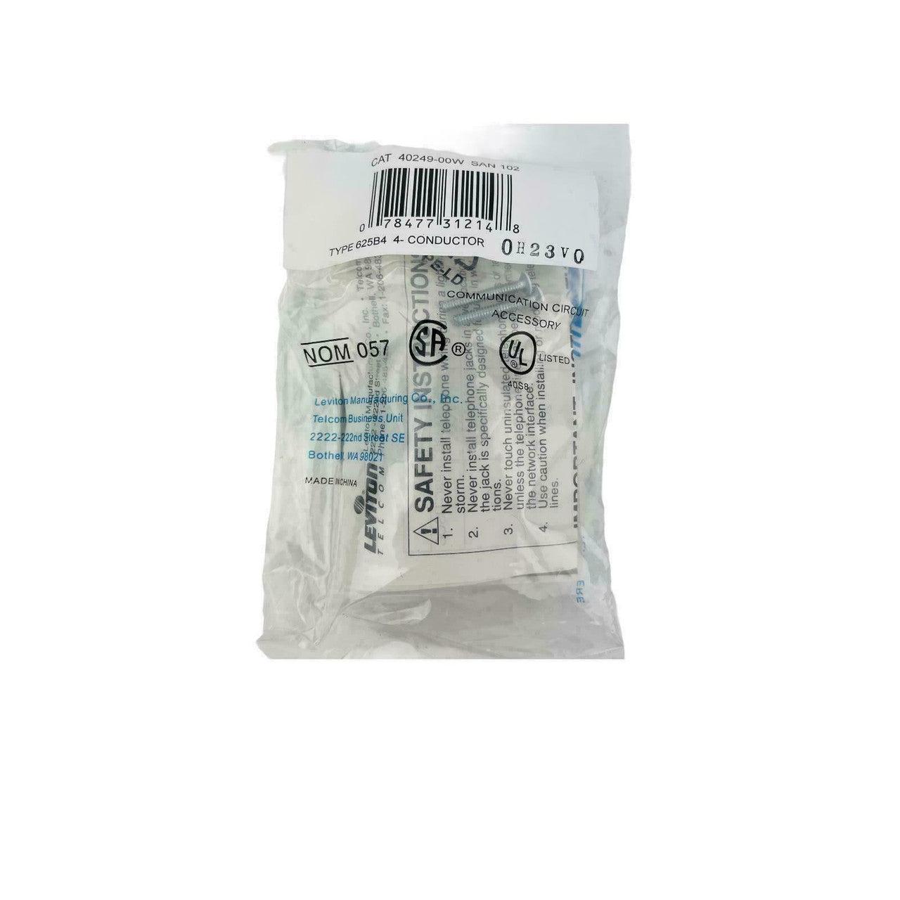 Leviton Telecom Wall Phone Telephone Jack Assembly Type 625B4 4- Conductor - Suthern Picker