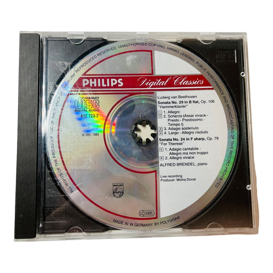 Alfred Brendel Piano Ludwig van Beethoven Sonata No. 29 B flat No. 24 F Sharp CD
