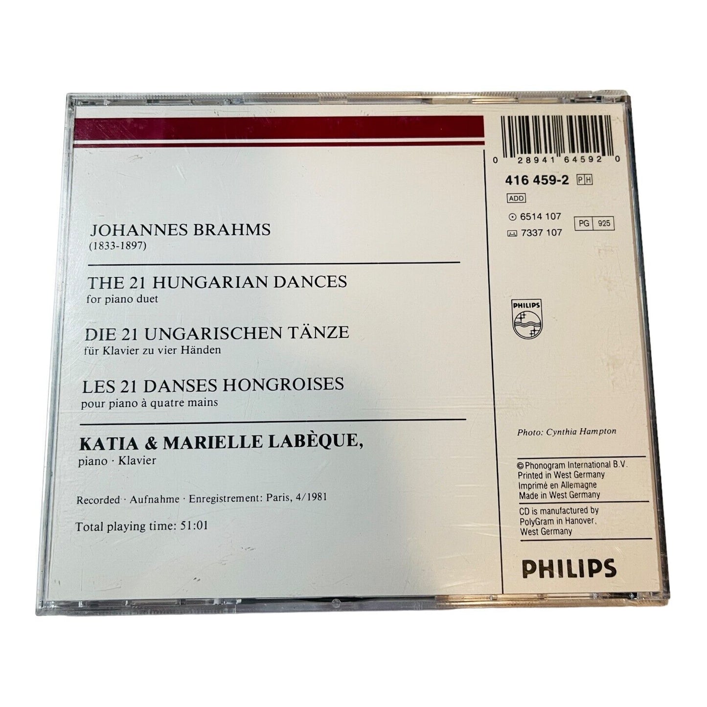 Brahms The 21 Hungarian Dances Katia & Marielle Labeque 1986 CD