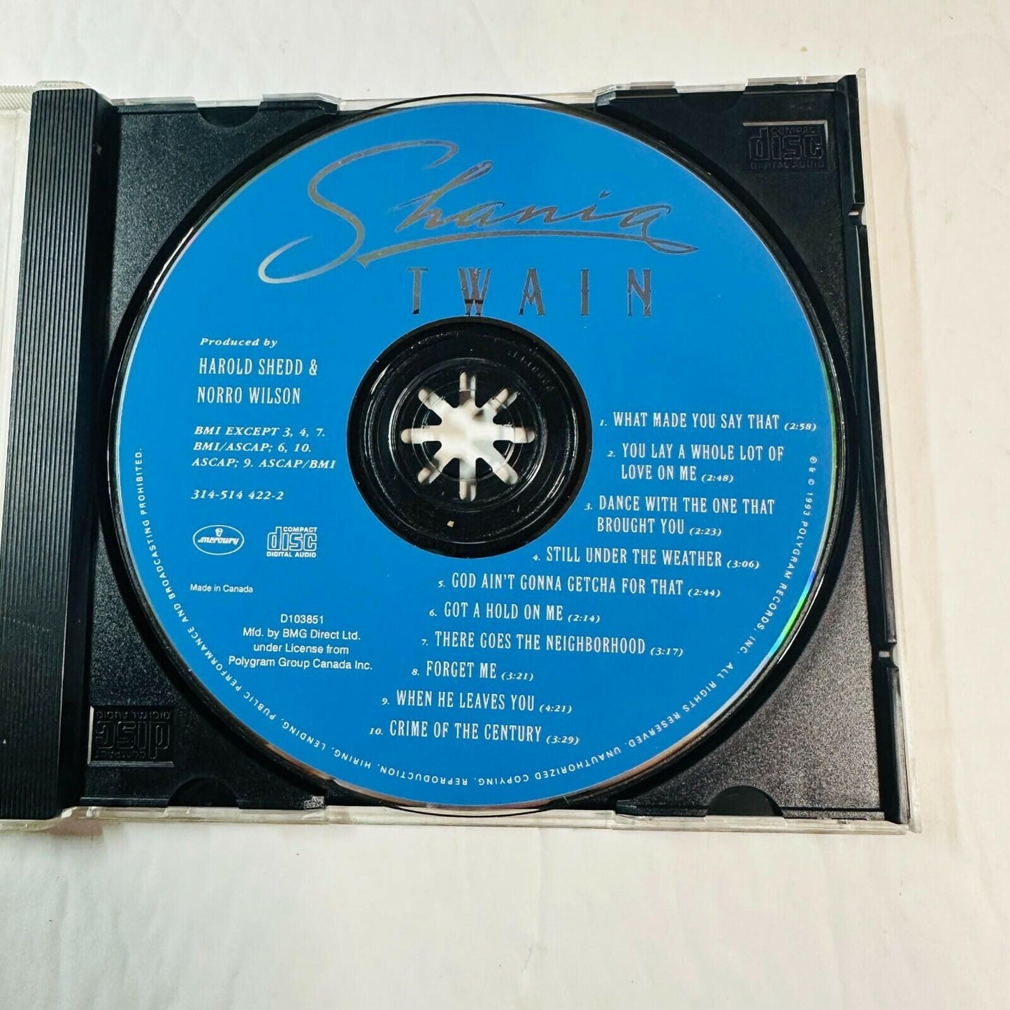 Shania Twain CD Self-Titled Album 1993 Polygram Records Harold Shedd N Wilson