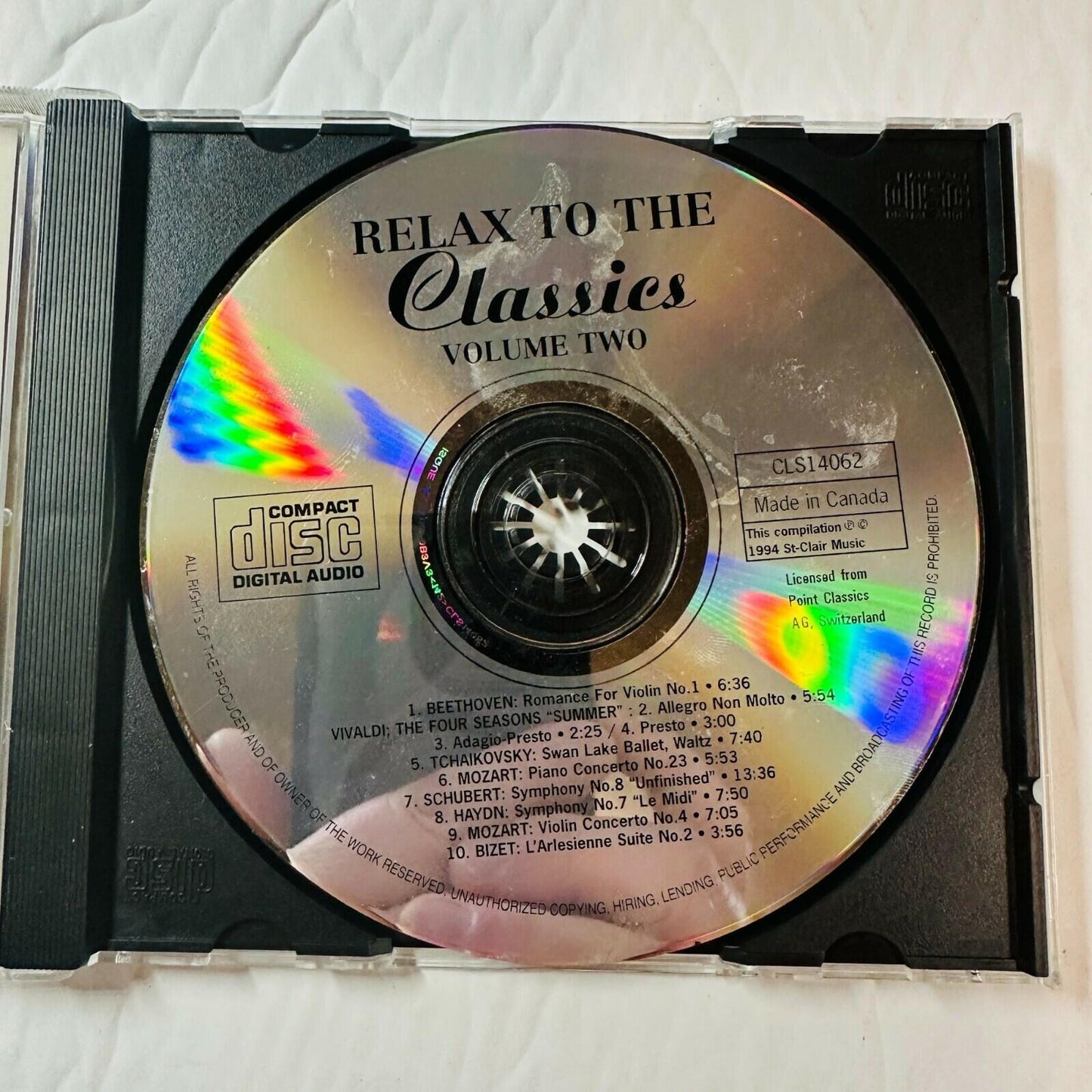 Relax To The Classics Vol 2 CD Mozart Beethoven Vivaldi Schubert 1994