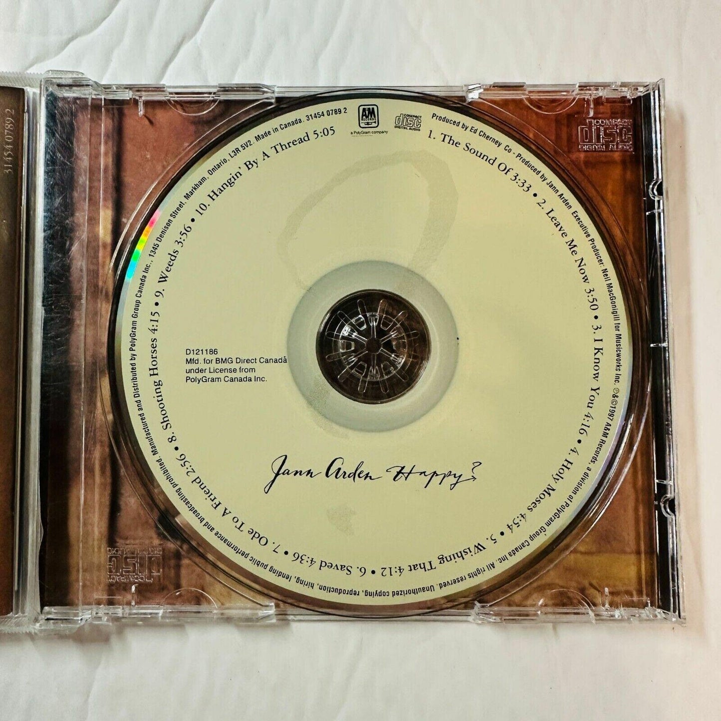 Jann Arden Happy? Music CD Album 1997 Release Mint/BMG Direct Jewel Case