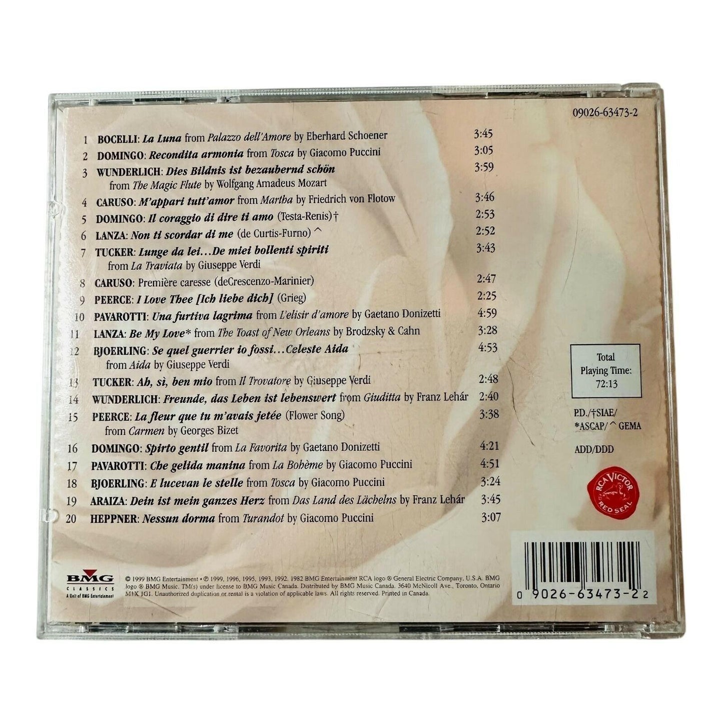 Romantic Nights Classical Music CD Featuring Bocelli Pavarotti Domingo & More