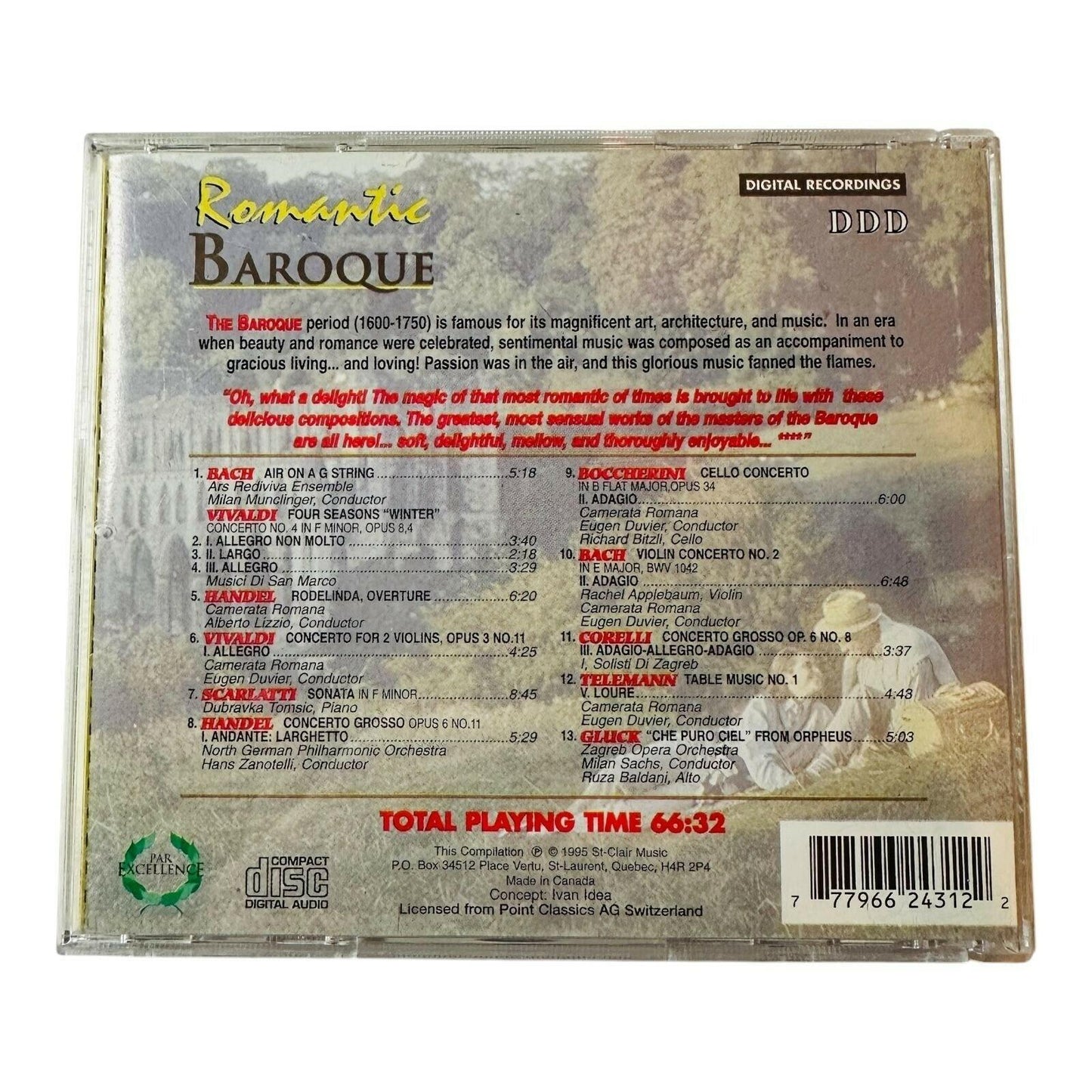 Romantic Baroque CD Vivaldi Telemann Corelli Bach Scarlatti & More