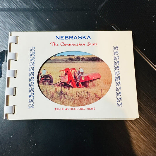Nebraska The Cornhusker State Vintage Mini Souvenir Image Plastichrome Booklet