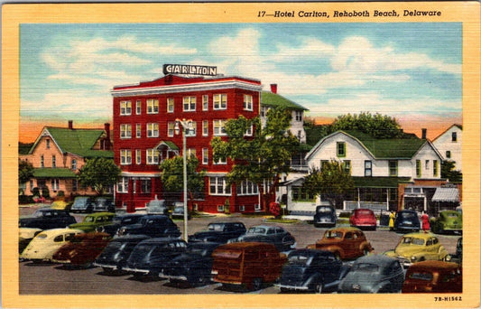 Vintage 1930s Hotel Carlton Rehoboth Beach Delaware Postcard Linen