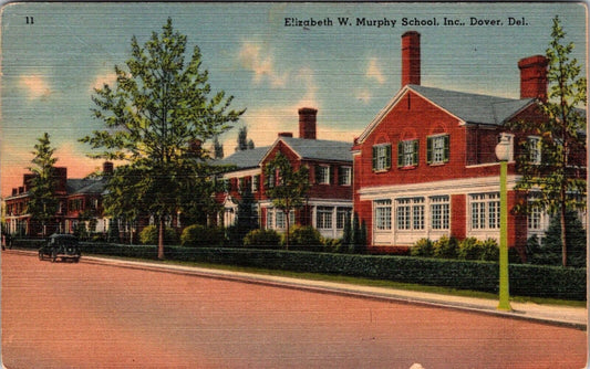 Vintage 1917 Postcard Elizabeth W. Murphy School Dover Del Linen Posted