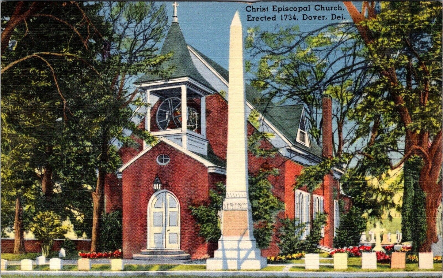 Vintage Christ Episcopal Church Postcard 1934 Dover Delaware Tichnor Linen UP