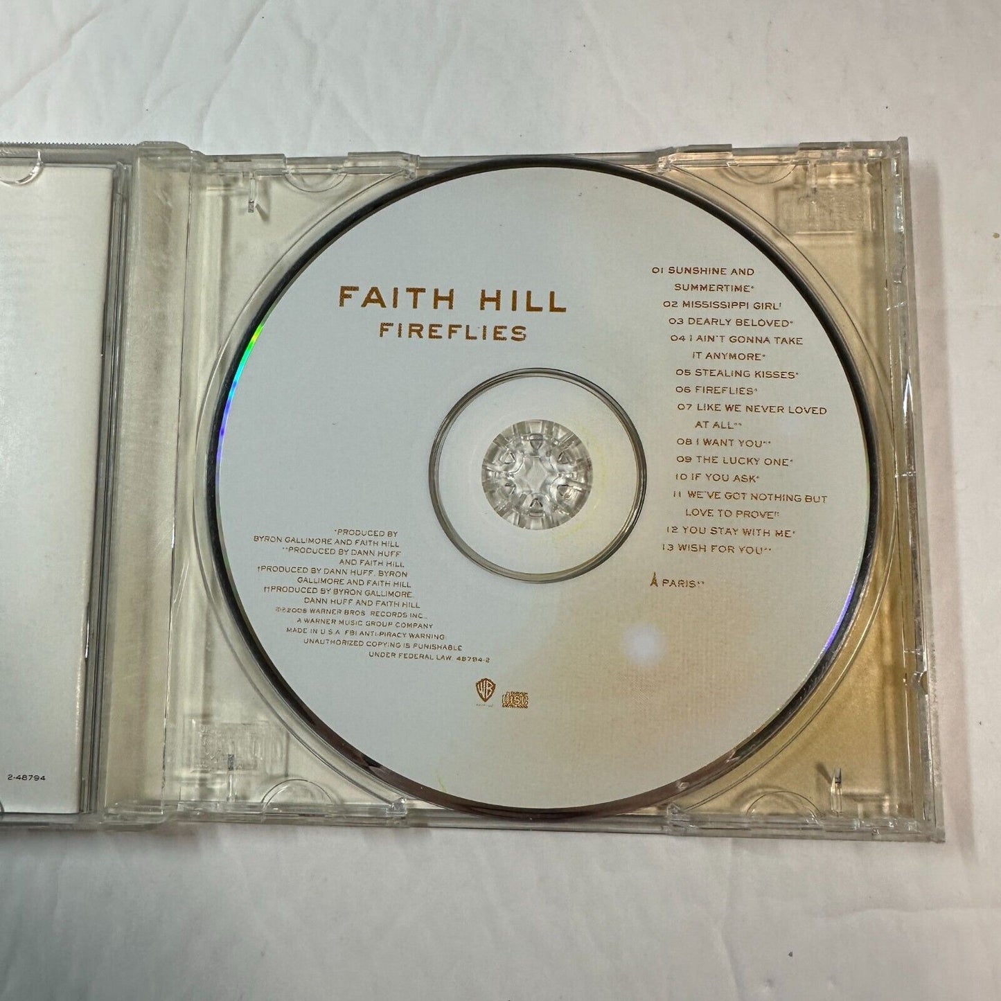 Faith Hill "Fireflies" CD Album Country Music Warner Br Records Mississippi Girl
