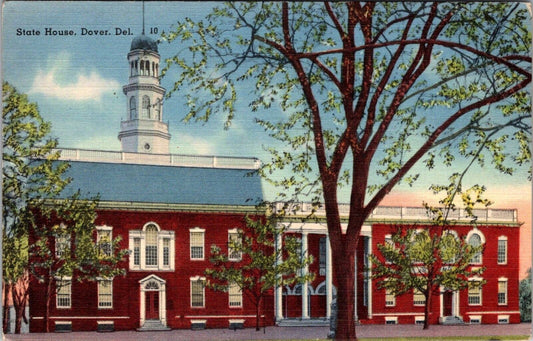 Vintage State House Dover Delaware Postcard 1943 Linen