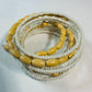 Handmade Wooden and Beaded Bracelet Boho Style Natural Ivory and Yellow Stretch