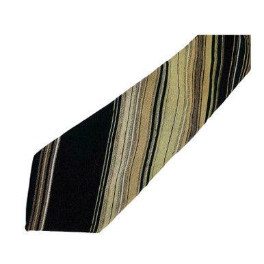 7th Ave Men's Neck Tie Brown Tan Stripe The Hitchin Post 100% Silk - Suthern Picker