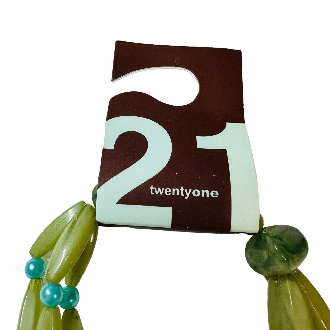 21 Twenty One Beaded Triple Multi Strand Necklace NWT Green Mint