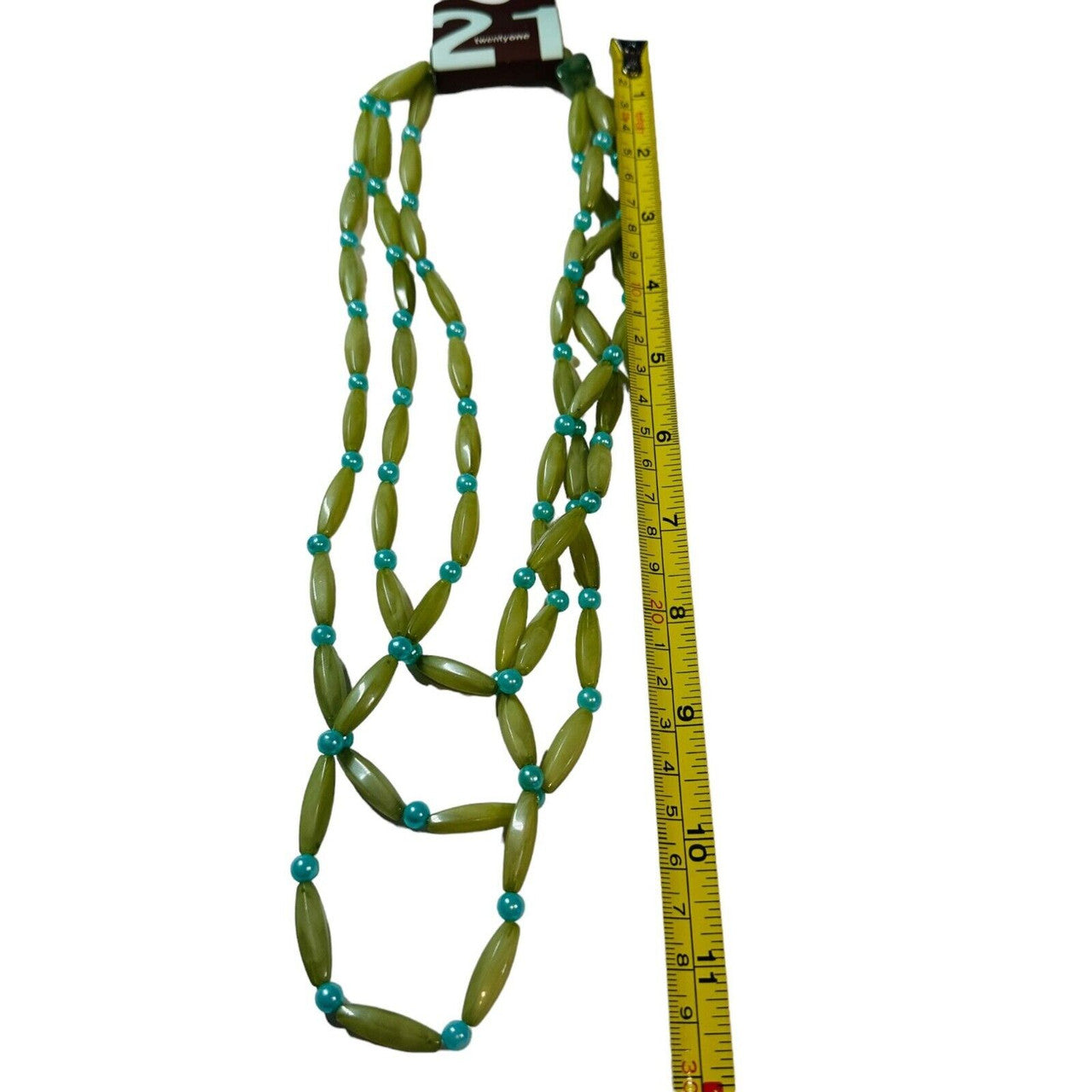 21 Twenty One Beaded Triple Multi Strand Necklace NWT Green Mint