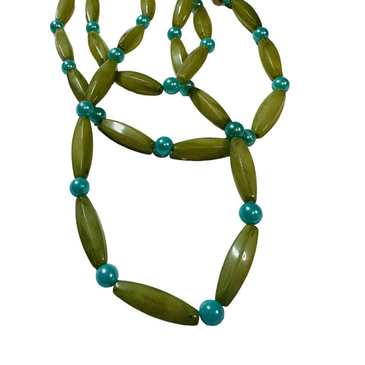 21 Twenty One Beaded Triple Multi Strand Necklace NWT Green Mint
