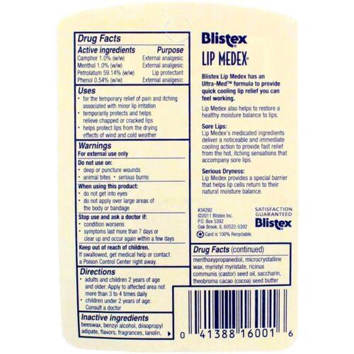 Lip Medex Blistex For Sore Lips Restores Moisture Balance .38oz - Suthern Picker