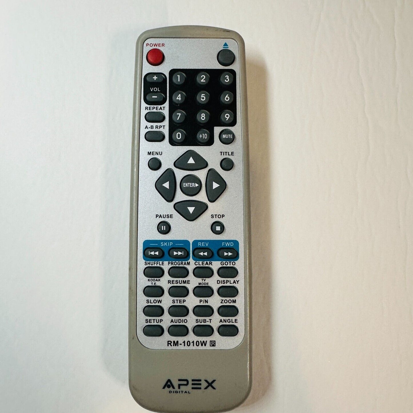 APEX Digital RM-1010W Remote Control for DVD Player D-1110W AD-1130W