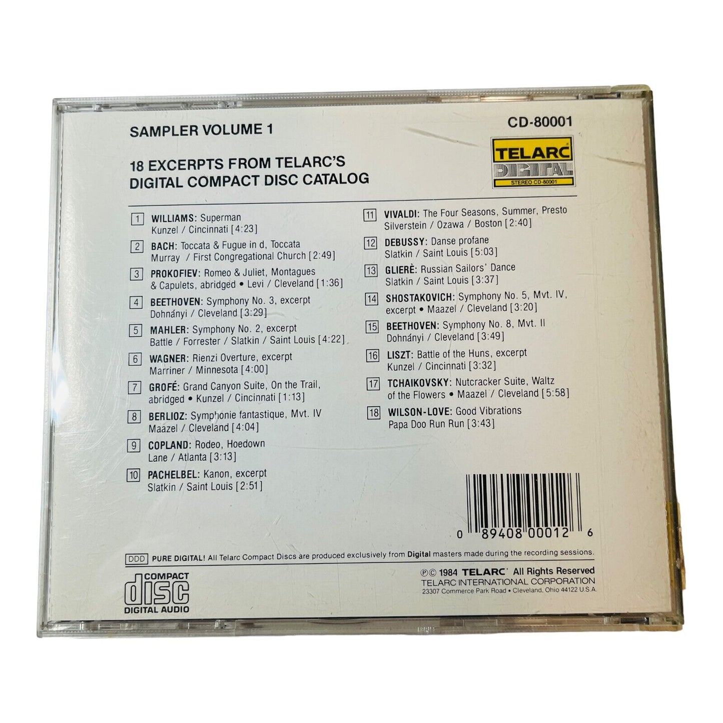 TELARC SAMPLER Telarc Digital Classical Sampler by Various Artists Volume 1 CD