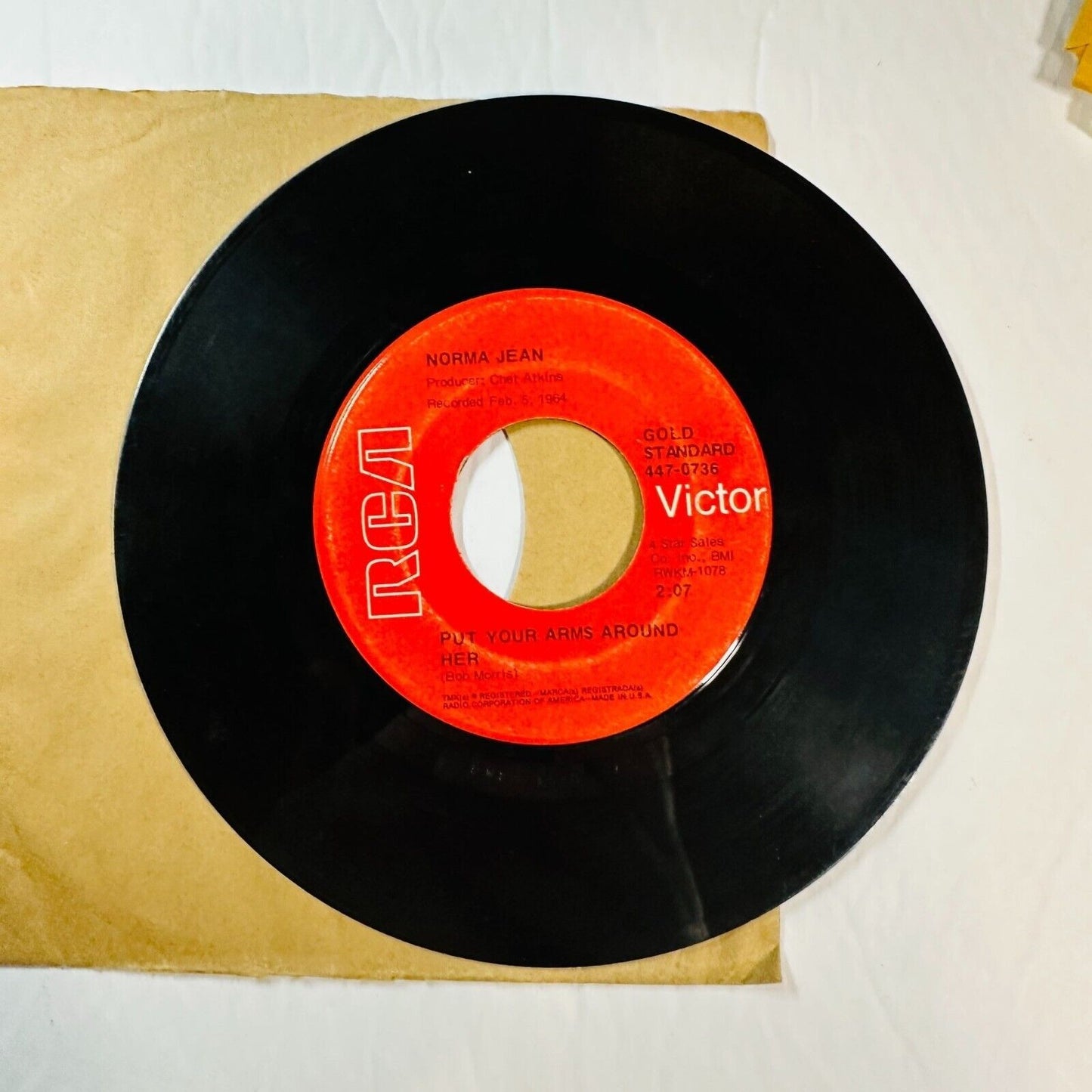 Norma Jean Record 45 RPM RCA Lets Go All The Way & Put Your Arms Around Her