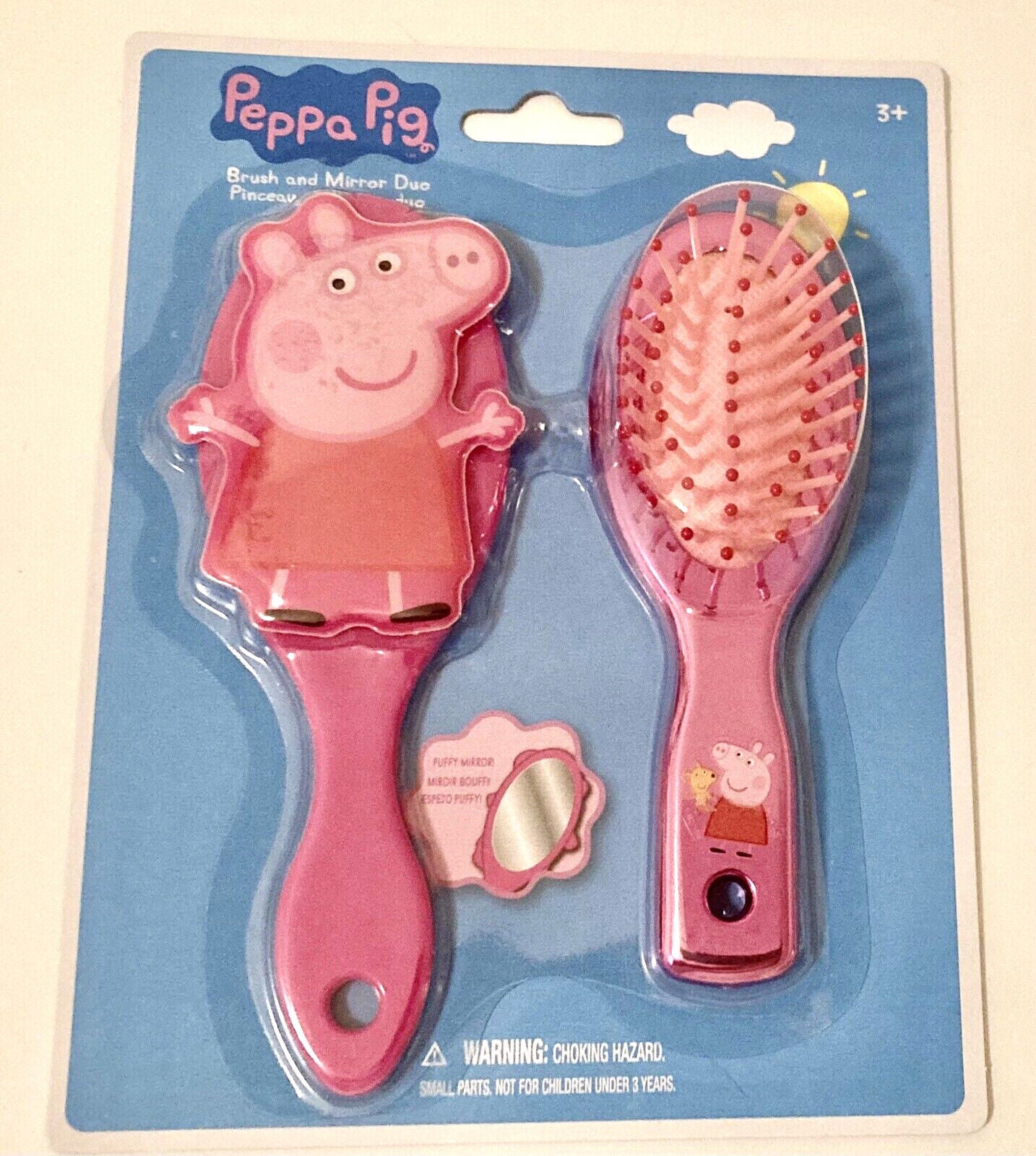 Peppa Pig Pink Child's Hair Brush & Mirror Duo Age 3+