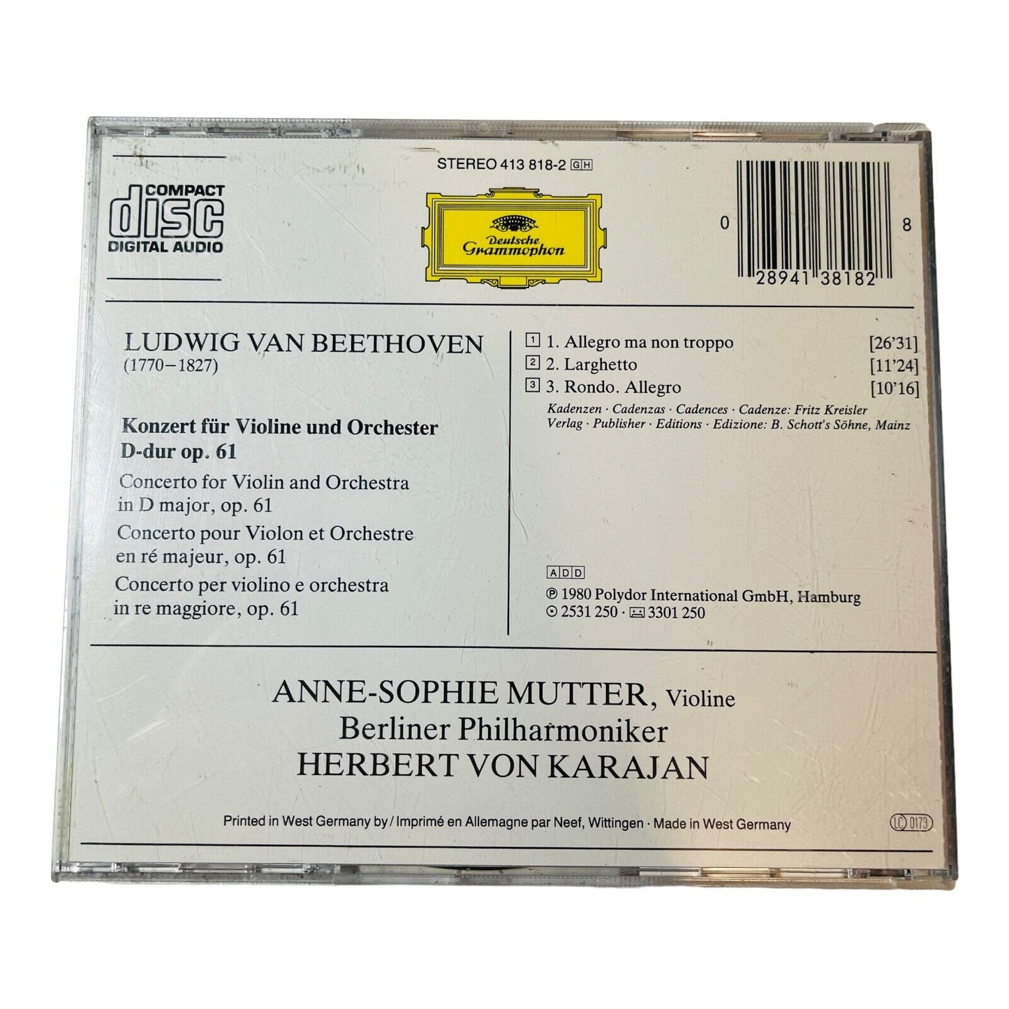 Violin Concerto by Ludwig van Beethoven (CD, 1990)