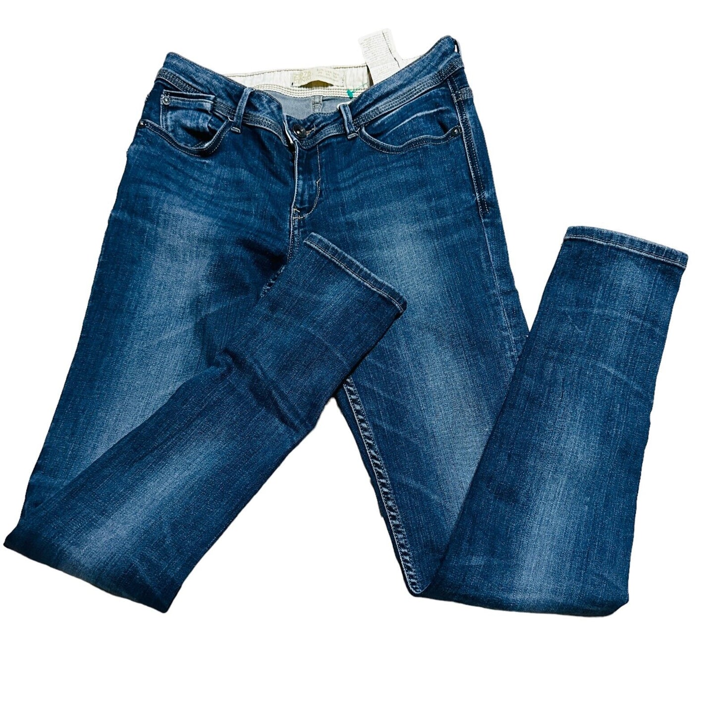 Zara Z1975 Straight Jeans Women's Size 4 High Rise 5 Pocket Design Denim Blue