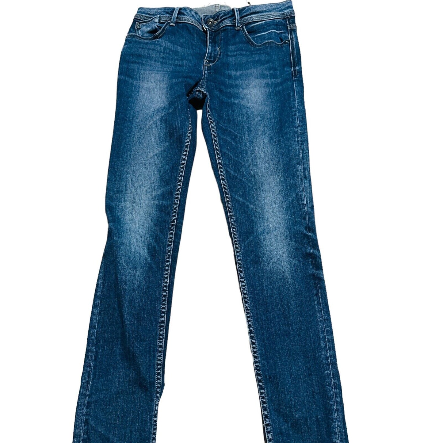 Zara Z1975 Straight Jeans Women's Size 4 High Rise 5 Pocket Design Denim Blue