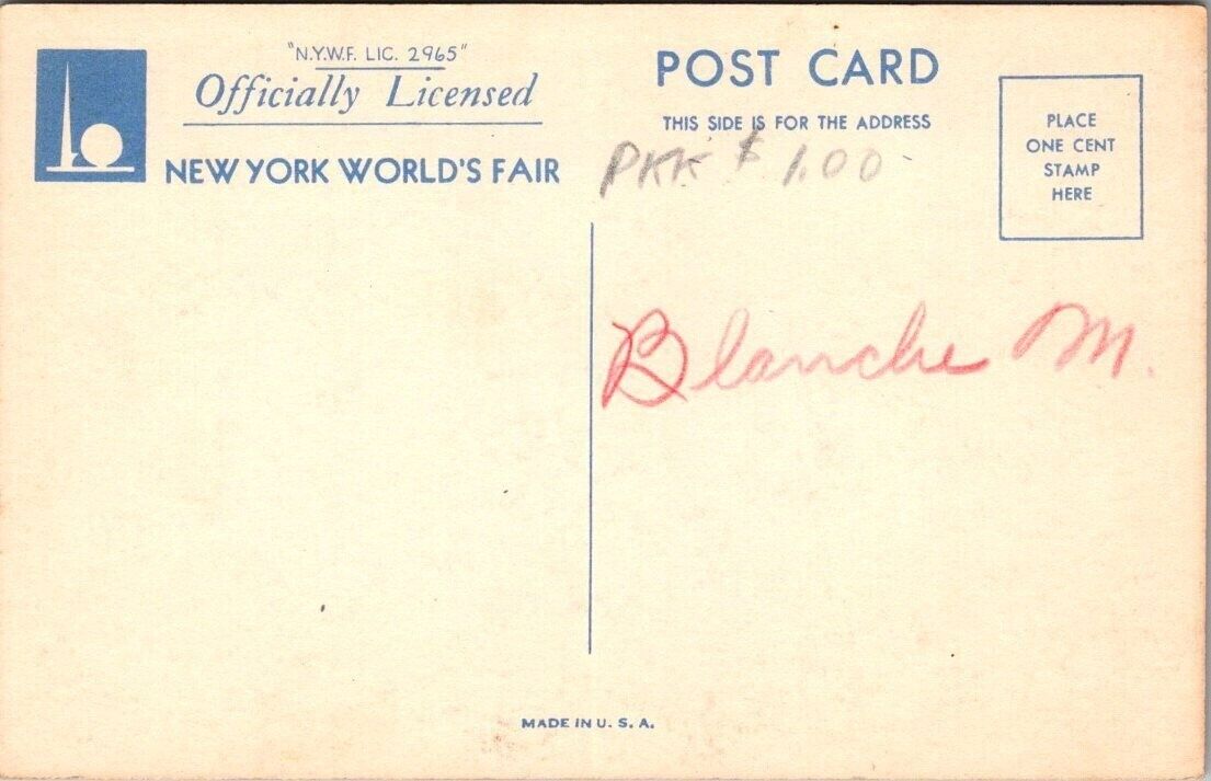 New York Worlds Fair 1939 Linen Postcard Featuring Fountain Of The Atom Gregory