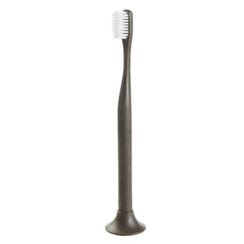 Bogobrush Compostable Toothbrush with Soft Nylon Bristles Stand in Coffee Brown