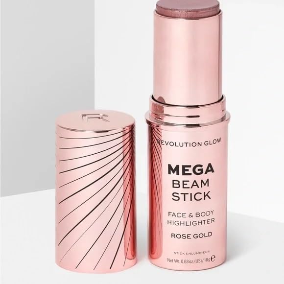 Revolution Glow Mega Beam Stick Face and Body Highlighter Rose Gold 0.63 oz