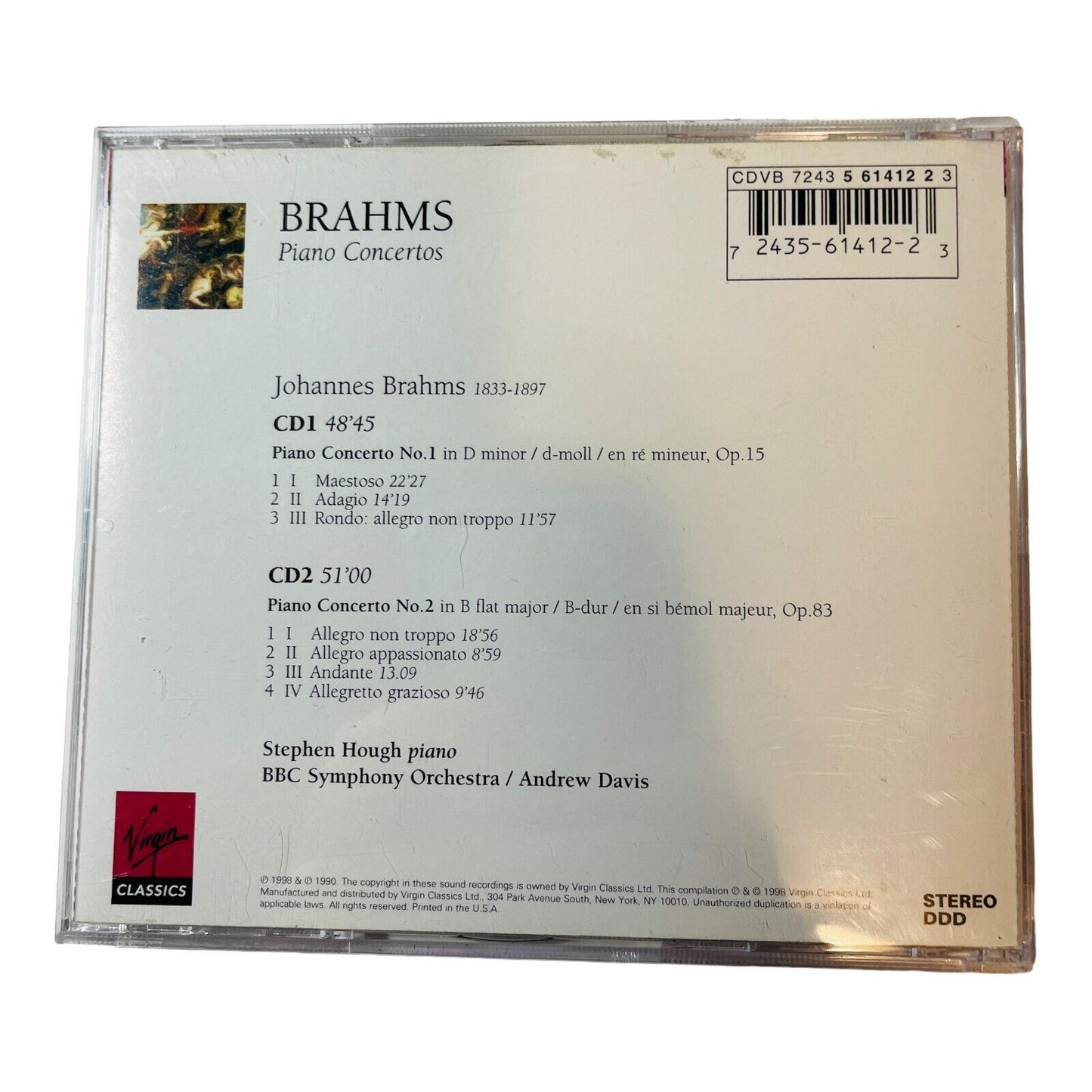 Brahms Piano Concertos 1 &2 Stephen Hough BBC Symphony Orchestra Andrew Davis CD