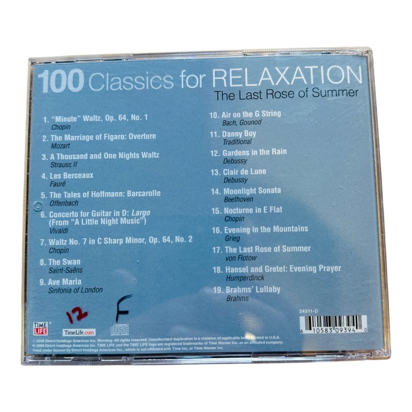 100 Classics for Relaxation CD 2008 Time Life Classical Instrumental