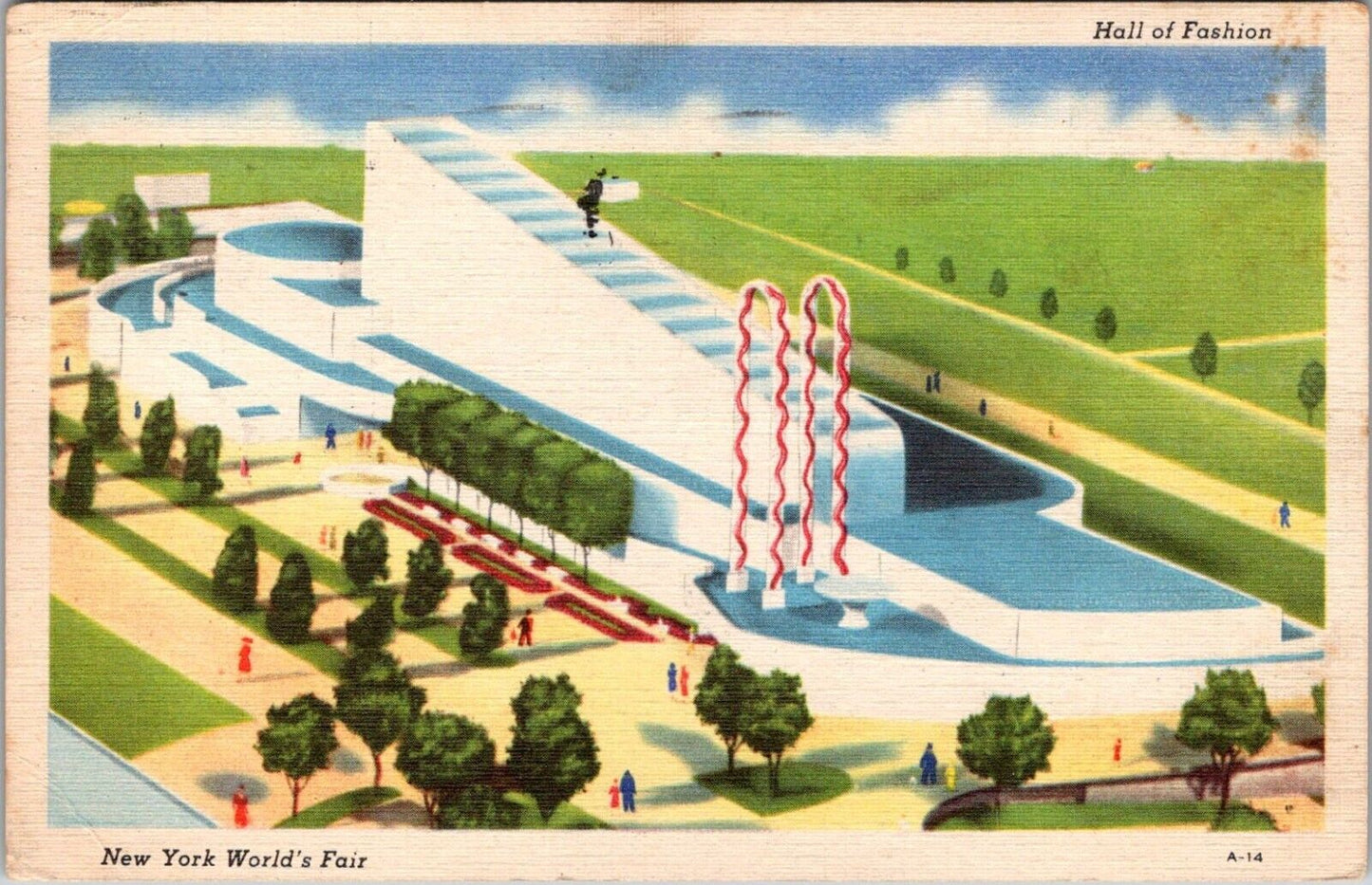 Vintage 1939 New York Worlds Fair Postcard Hall Of Fashion Linen Posted DB