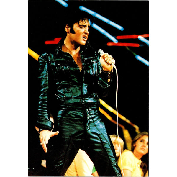 Vintage Elvis Presley Postcard Black Leather Suit 1968 Comeback Special Rock