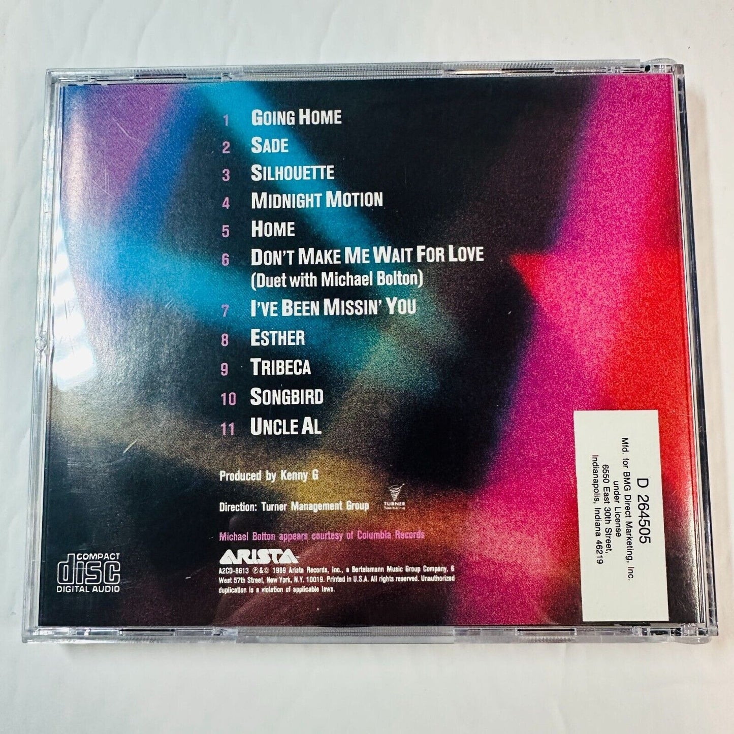 Kenny G Live CD Album Arista Records 1989 Jazz/Smooth Jazz Going Home & Songbird