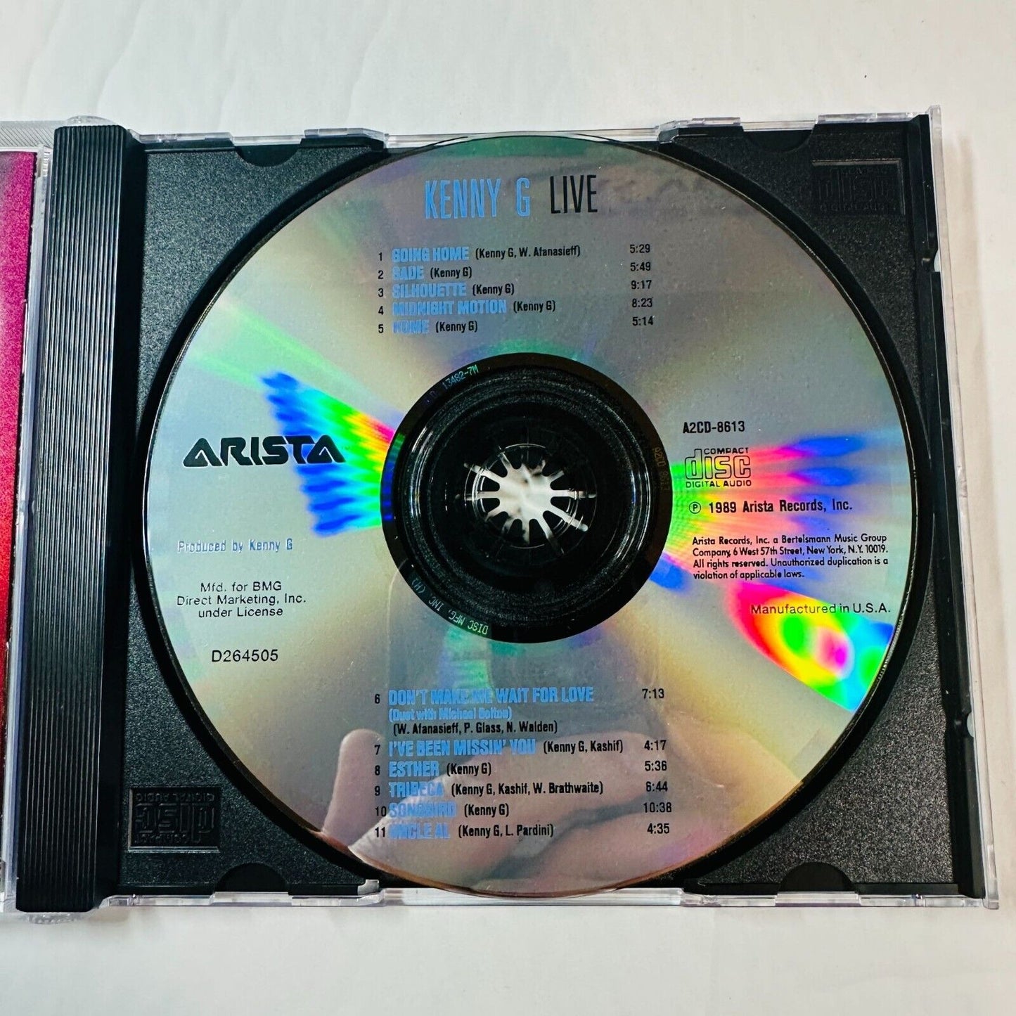Kenny G Live CD Album Arista Records 1989 Jazz/Smooth Jazz Going Home & Songbird