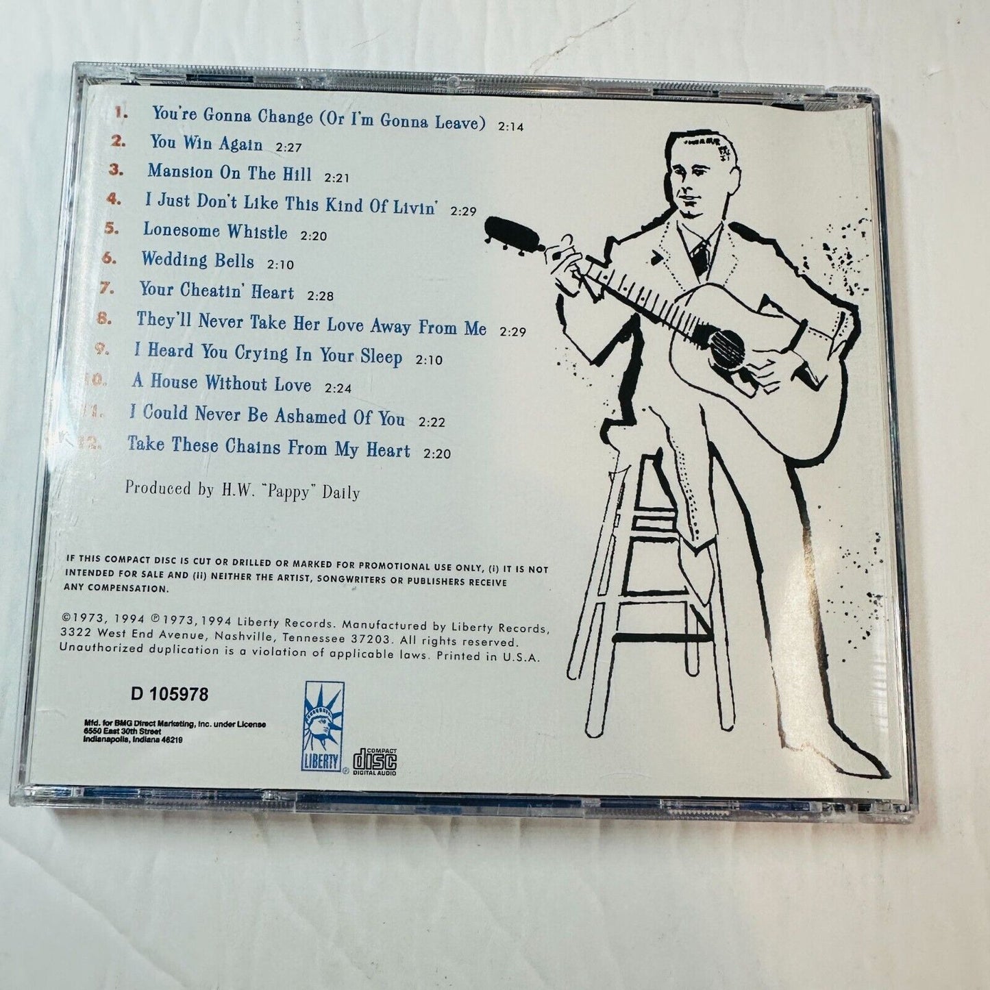 George Jones My Favorites Of Hank Williams CD Album 1994