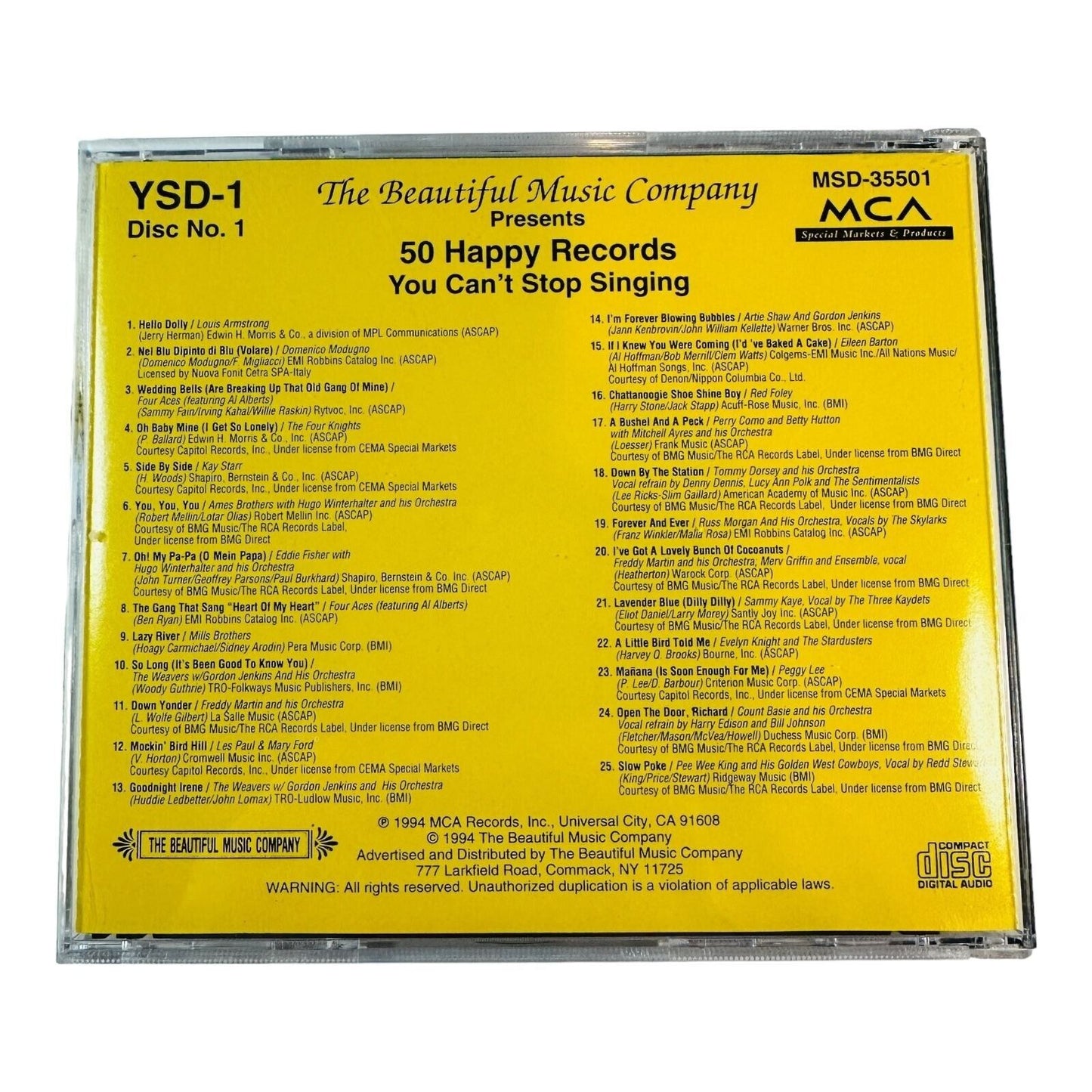 50 Happy Records You Can't Stop Singing CD By The Beautiful Music Company