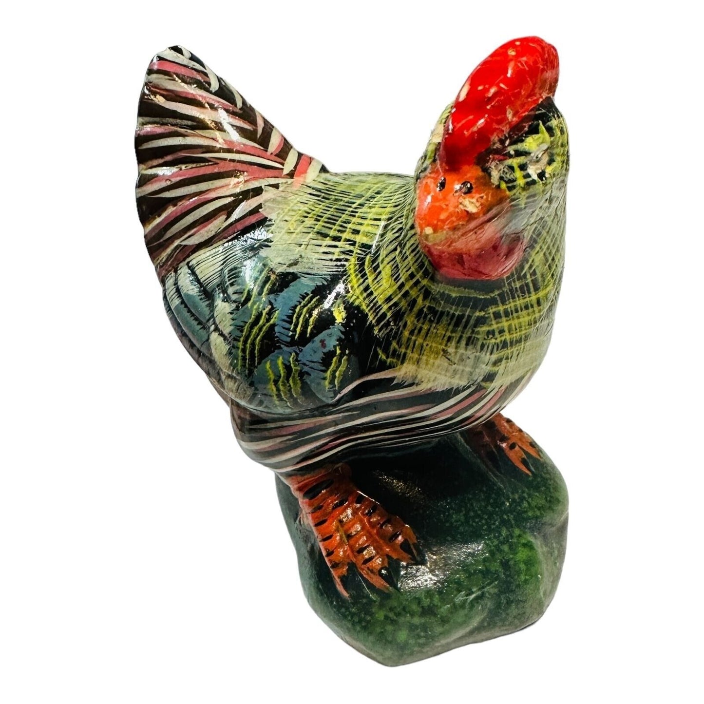 Vintage Hand-Painted Ceramic Rooster Chicken Figurine Statue Hollow