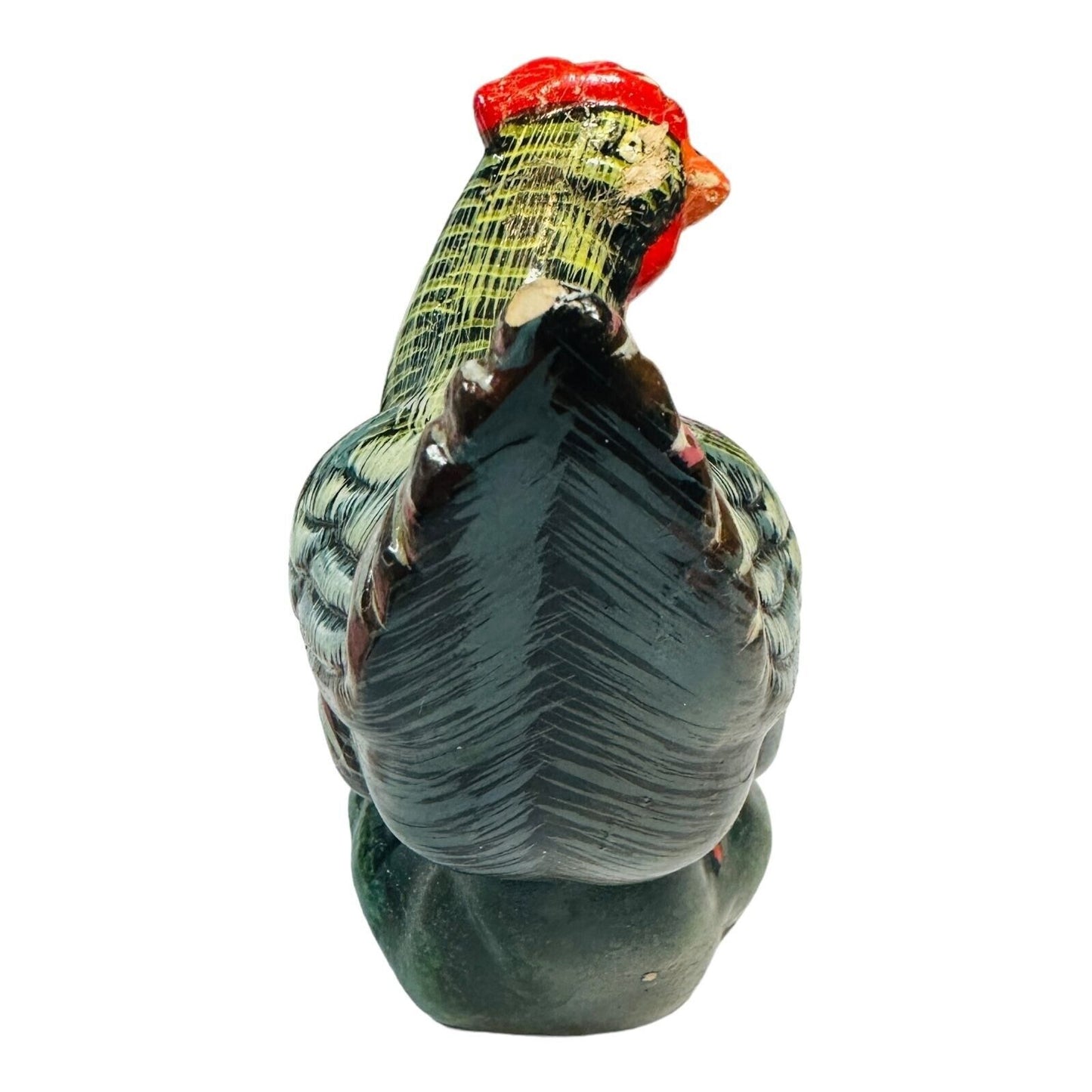 Vintage Hand-Painted Ceramic Rooster Chicken Figurine Statue Hollow
