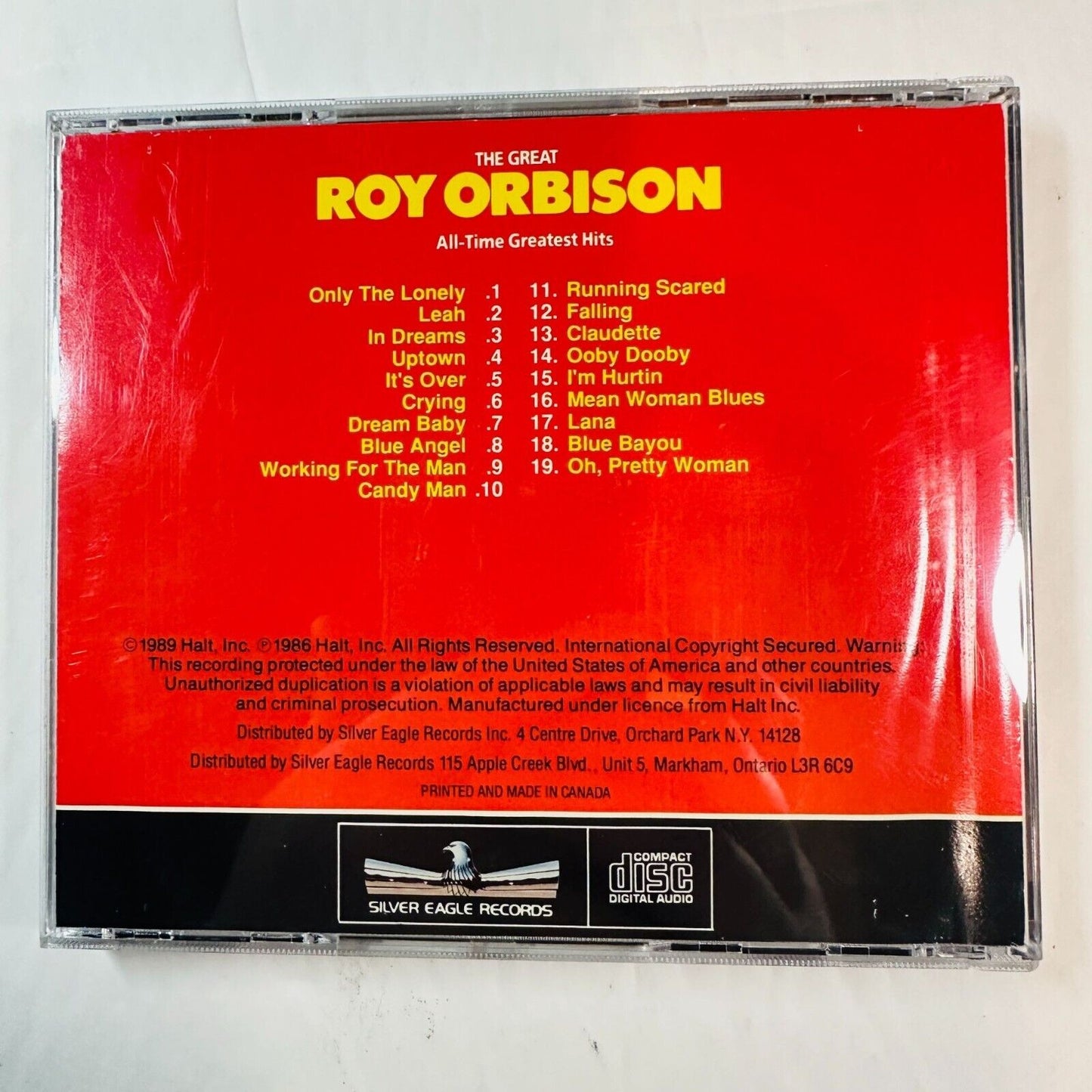 Roy Orbison Greatest Hits CD Special Tribute Collection Silver Eagle Records
